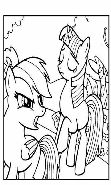 Kolorowanka online: Kolorowanka Rainbow Dash kłóci się z przyjaciółką